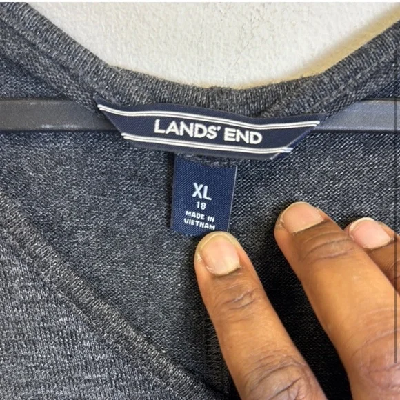 Lands' End Women's V-Neck Sweater - Dark Gray - Picture 2 of 3